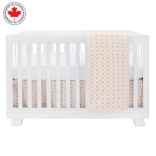 Bebelelo Baby Crib Bedding For Girls And Boys, Green and Pink Llama Design - 4-Piece Set