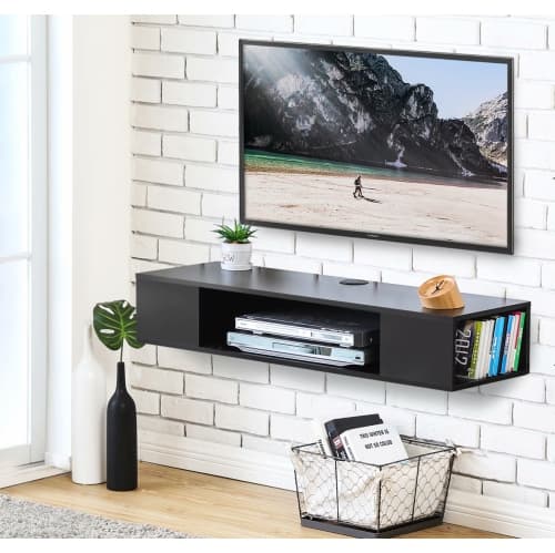 FITUEYES Floating Shelf TV Wall Mounted for AV Receiver Component Xbox,39 inch Black
