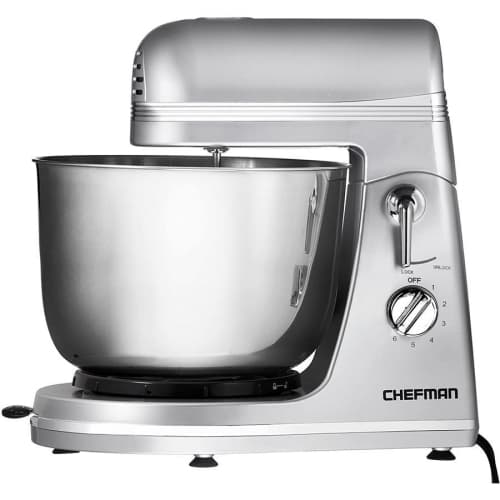 Chefman - Stand Mixer with Stainless Steel Bowl, 300 Watts, Silver