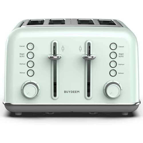 BUYDEEM DT-6B83G 4-Slice Extra Wide Slots Toaster -Cozy Greenish
