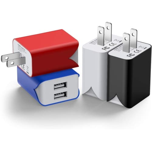 USB Wall Charger, 4 Pack 5V/2.1A Dual Port Portable USB Wall Adapter Charging Block Travel Phone Charger Plug Power