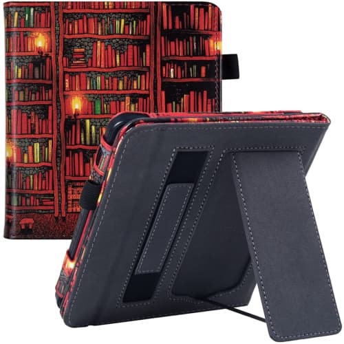 BOZHUORUI Kobo Libra 2 eReader Case with Stand (2021 Released, Model N418) - Premium PU Leather Cover with Hand Strap and Au