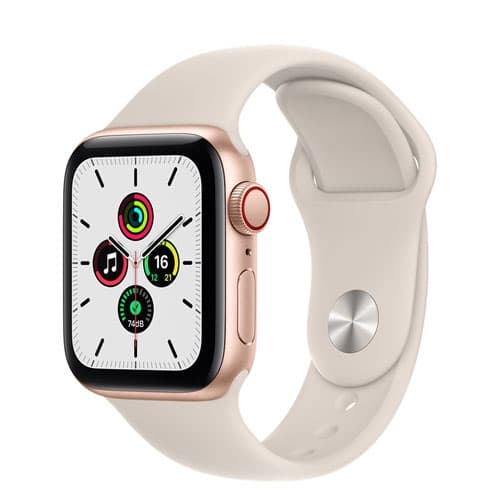 Refurbished (Fair) - Apple Watch SE (GPS + Cellular) 40mm Gold Aluminum Case with Starlight Sport Band (2021)