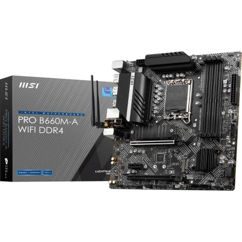 MSI PRO B660M-A WiFi DDR4 Motherboard (mATX, 12th Gen Intel Core, LGA 1700 Socket, DDR4, PCIe 4, 2.5G LAN, M.2 Slots, Wi-Fi 6)