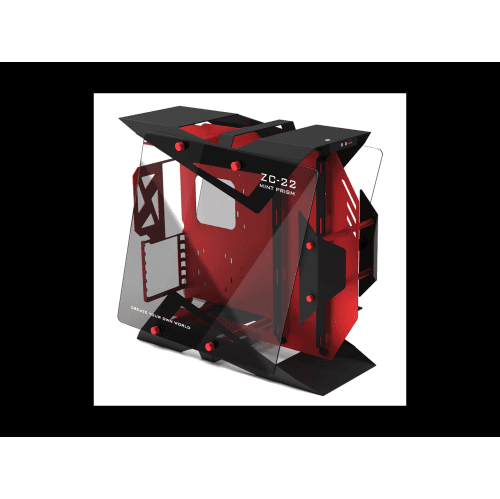 H.E. ZC-22 Mint Prism Tempered Glass Computer Case Support 360mm Radiator Support M-ATX Motherboard USB3.0 -Red & Black