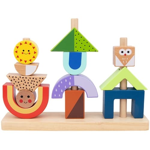 TOOKYLAND Day and Night Stacker - 14pcs - Wooden Stacking Game with Manual, Ages 3+