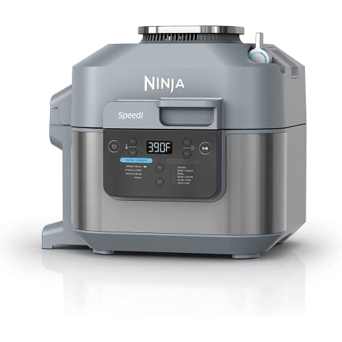 Ninja SF300C Speedi Rapid Cooker & Air Fryer, 6-Quart Capacity, 10-In-1 Functions to Bake, Roast, Sear, Sauté, Slow Cook, Souse Vide & More, 15-Minute Speedi Meals, Sea Salt Grey