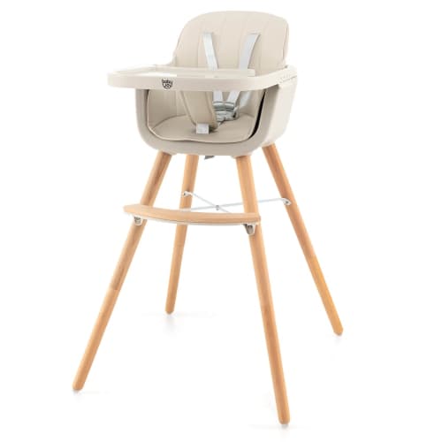 Costway 3 in 1 Convertible Wooden High Chair Baby Toddler Highchair w/ Cushion