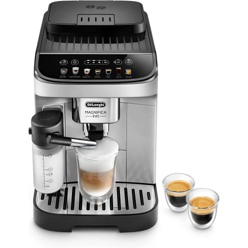 REFURBISHED (Excellent) – De'Longhi Magnifica Evo Automatic Espresso Machine with LatteCrema Frother & Coffee Grinder - Silver/Black