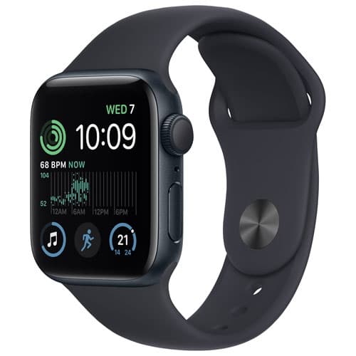 Refurbished (Excellent) - Apple Watch SE (GPS) 44mm Midnight Aluminum Case with Midnight Sport Band (2022)