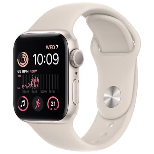 Refurbished (Excellent) - Apple Watch SE (GPS) 40mm Starlight Aluminum Case with Starlight Sport Band (2022)