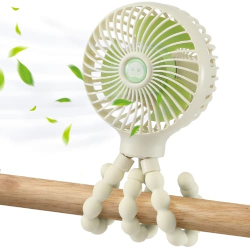 Mini Baby Stroller Fan, Handheld Personal Portable Clip On Fan with Flexible Tripod for Stroller Bike Desk Treadmill Crib Car Seat Outdoor Camping, USB or Battery Powered