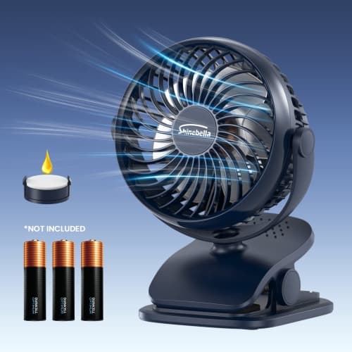 AA Battery Operated Baby Stroller Fan, 5 Inch Clip on Desk Fans with 4 Speeds, Bonus Aroma Function, USB Personal Fan, Portable Camping Fan, 360°Rotation, Wireless Golf Car Fan