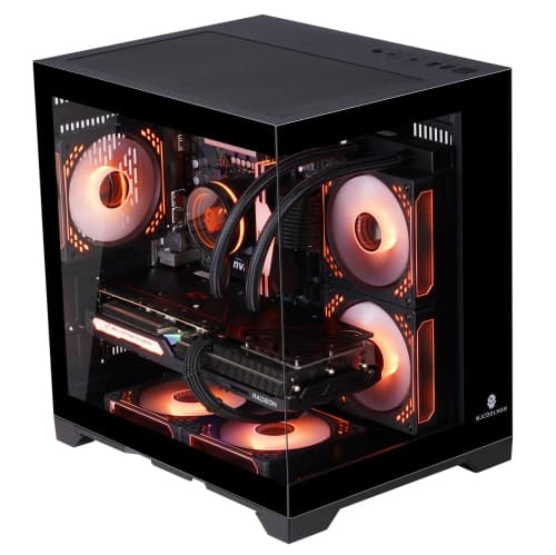 WJ Micro-ATX / Mini-ITX Computer Case Tempered Glass With 5 RGB Fans
