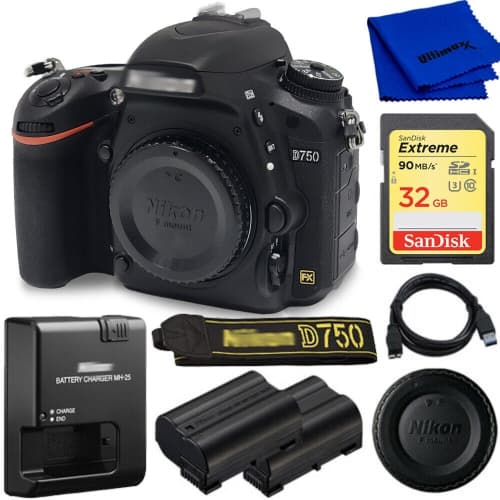 Nikon D750 DSLR Camera (Body Only, Black) 1543 + EXT BATT + Sandisk 32GB SD