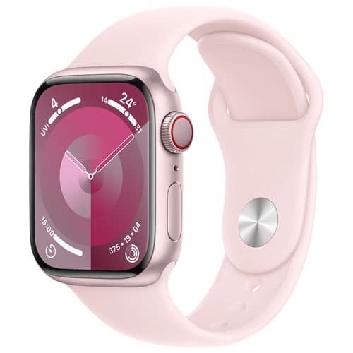 TELUS Apple Watch Series 9 (GPS + Cellular) 41mm Pink Aluminum Case w/Light Pink Sport Band - S/M - Monthly Financing