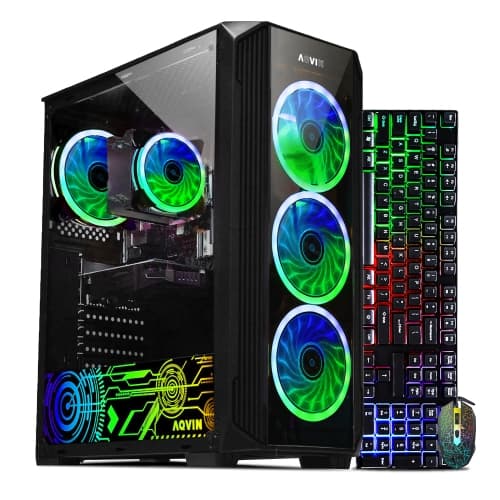 Gaming PC - Intel Processor, 16GB DDR4 RAM, 256GB NVMe SSD, 500GB HDD, AMD RX 550 GDDR5, Windows 11- Refurbished (Excellent)