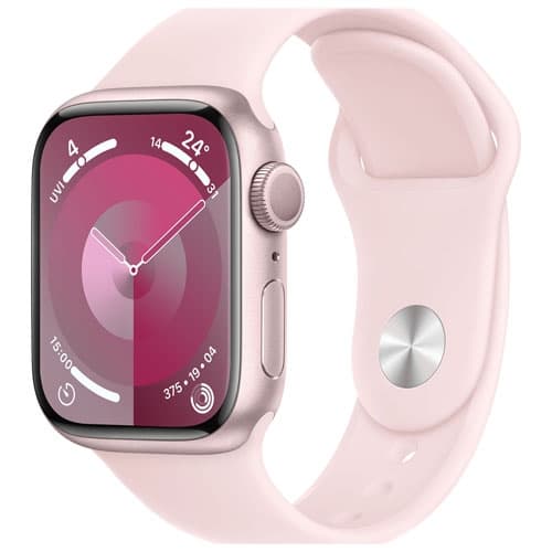 Refurbished (Fair) - Apple Watch Series 9 (GPS) 41mm Pink Aluminum Case with Pink Sport Band - Small / Medium