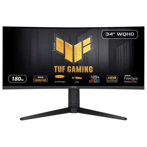 ASUS TUF 34" QHD 180Hz 1ms GTG Curved VA LED FreeSync Gaming Monitor (VG34VQL3A)