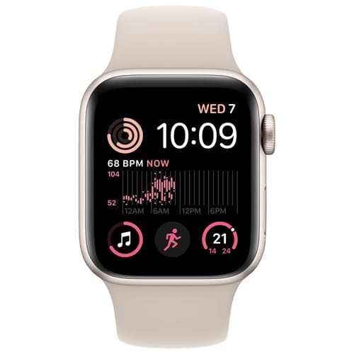 Refurbished (Excellent) - Apple Watch SE (GPS + Cellular) 44mm Starlight Aluminum Case with Starlight Sport Band (2022)