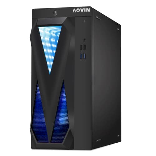 Refurbished (Excellent) - AQVIN InfinityLite Gaming Desktop Computer PC Tower - Black (Intel Core i7 processor/ 16GB DDR4 RAM/ 512GB SSD/ AMD RX550 Graphics Card/ Windows 11 Pro)