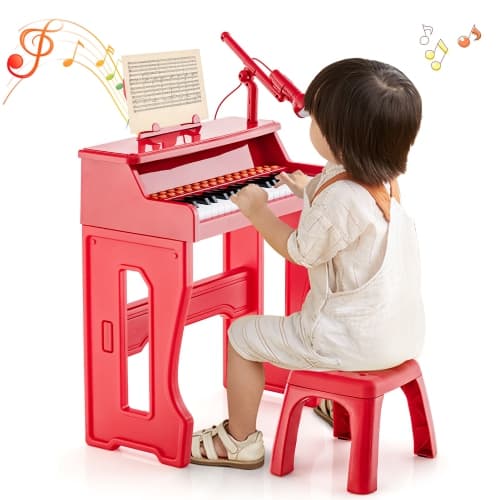Gymax 37-Key Music Piano Keyboard Kids Learning Toy Instrument w/ Microphone