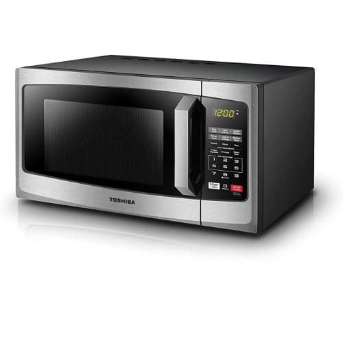 TOSHIBA ML-EM25P(SS)/CA Microwave Oven with Sound On/Off ECO Mode and LED Lighting, 0.9 Cu Ft/900W, Stainless Steel