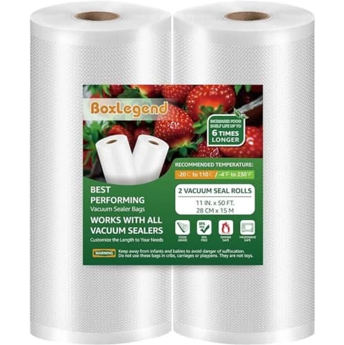 11" x 50ft Vacuum Sealer Bags (2-Pack) for Food Saver, Sous Vide, & Storage (100ft Total)