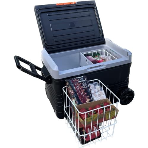 Angel Canada 37 Quart (35 Liter) Portable Freezer with Wheels Compressor Refrigerator Temperature Control, 3 Battery Protection Modes 12V/24V DC Car Fridge Cooler for Travel, Campi