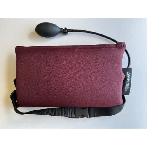 LumbAIR Plus Portable Backrest, Inflatable Lumbar Support Cushion with Adjustable Internal Air System, One Size Ergonomic for Office, Home, Car, Travel (Made in Canada) - Burgundy
