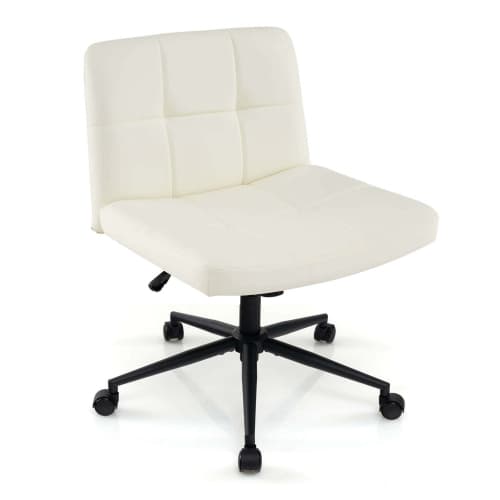 Costway Criss Cross Chair with Wheels Oversized U-shaped Seat Wheels for Home Office