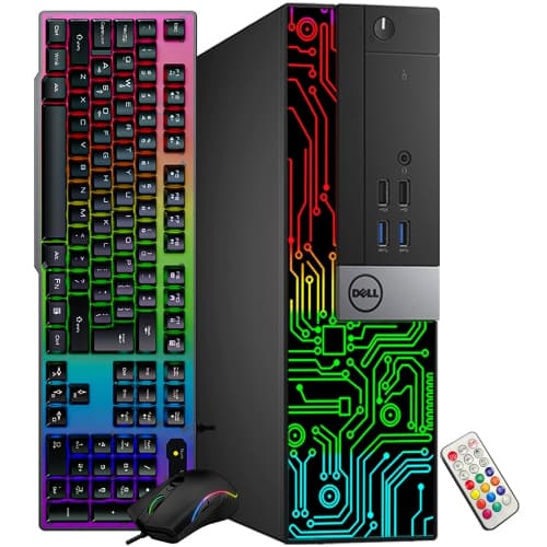 Refurbished (Good) Dell OptiPlex RGB Desktop SFF Computer PC, Radeon R5 340X 2GB, Intel Hexa-Core i5-9500 Processor, 16GB DDR4 RAM, 512GB SSD, DisplayPort, DVI, Windows 11 Pro
