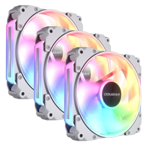COUGAR Apolar 120 ARGB Modular PC Case Cooling Fan (3-Fan Pack) High Performance Fan 4 Pin PWM / 3 Pin ARGB Lighting Hydro Dynamic Bearings 120x120x28 mm, White