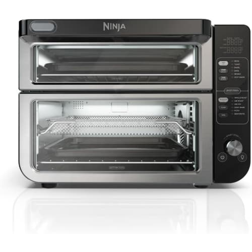 Ninja DCT401 12-in-1 Double Oven with FlexDoor, FlavorSeal & Smart Finish, Rapid Top Convection and Air Fry Bottom, Bake, Roast, Toast, Air Fry, Pizza and More, Stainless Steel