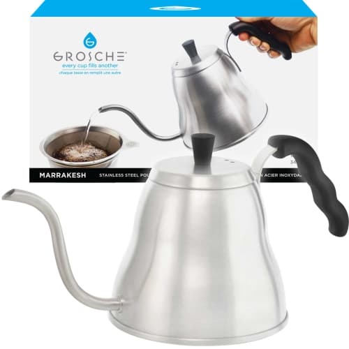 GROSCHE MARRAKESH Stainless Steel Gooseneck Pour Over Dripper Kettle | 34 fl oz. Capacity