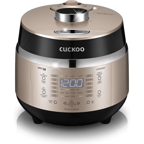 CUCKOO CRP-EHSS0309FG 3-Cup Induction Heating Pressure Rice Cooker with Nonstick Inner Pot, 16 Menu Modes, Fuzzy Logic Tech, 3 Voice Guide, Auto Clean (Gold)