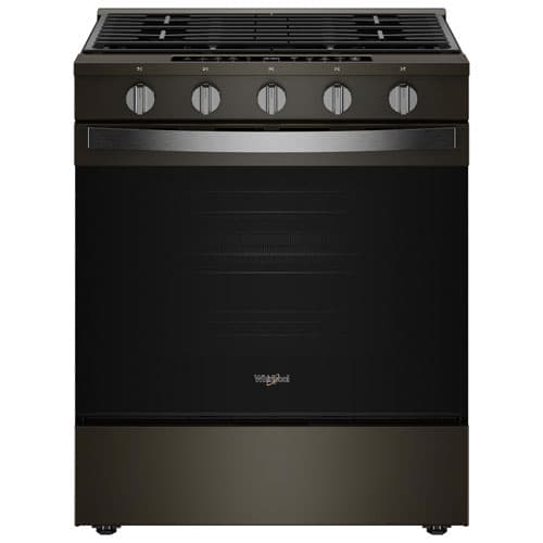 Whirlpool 30" 5.0 Cu. Ft. True Convection 5-Burner Slide-In Gas Air Fry Range (WSGS7530RV) - Black-on-Stainless