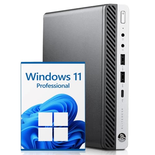 Refurbished (Excellent) - HP Mini Computer EliteDesk 800 G5 Tiny Desktop PC - Windows 11 Pro (Intel Octa-Core i7 9700T upto 4.30GHz/ 1TB NVMe SSD/ 16GB DDR4 RAM/ Wireless Keyboard)