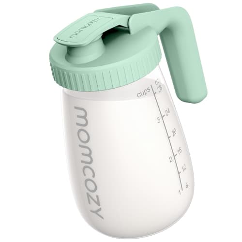 Momcozy Breast Milk Pitcher, Resistant to Heat and Cold Abrupt Temp Swings, No Leak Glass Breast Milk Fridge Storage Container With Wide Mouth, Fast Baby Formula Maker