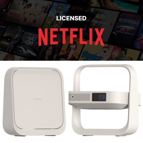 XGIMI Elfin Flip Plus Portable Home Theatre Projector w/ Stand, 1080p Mini Projector for Outdoor& Indoor, 4k Video Support, Smart Phone, Wifi/Bluetooth, Speaker, Licensed Netflix