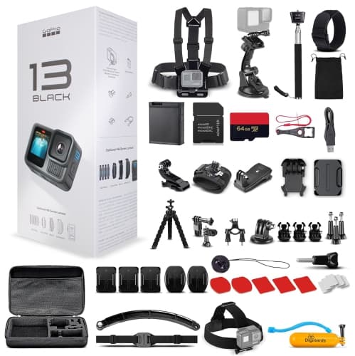 GoPro HERO13 Waterproof Action Camera with 64GB Card and 50 Piece Accessory Kit