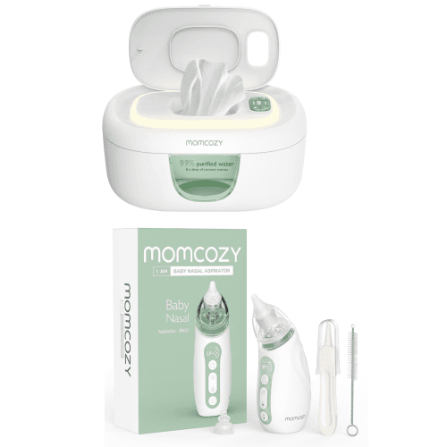 Momcozy Baby Nasal Aspirator 3 Suction Levels Electric Portable with Light Soothing and Music & Baby Wipe Warmer, Fast and Even Heating, 4 Modes of Temperature Heating Control