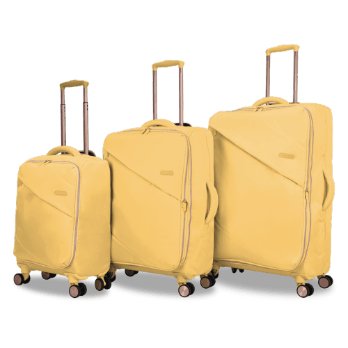 TUCCI Italy Traverso 3 PC (19", 23", 27") Travel Luggage Suitcase Set (Yellow)