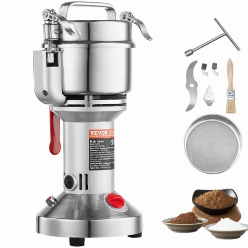 VEVOR 300g Electric Grain Mill Grinder, High Speed 1500W Commercial Spice Grinders, Stainless Steel Pulverizer Powder Machine, for Dry Grains Spices Cereals Coffee Corn Pepper