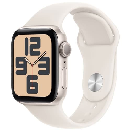 Refurbished (Good) - Apple Watch SE (GPS) 40mm Starlight Aluminum Case with Starlight Sport Band - Small/Medium