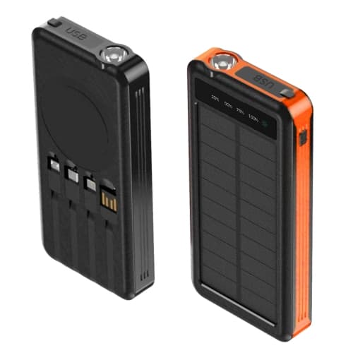 Outdoor Power Bank- 10,000mAh with Solar Panel & Wireless Charging (2 Pack Combo)