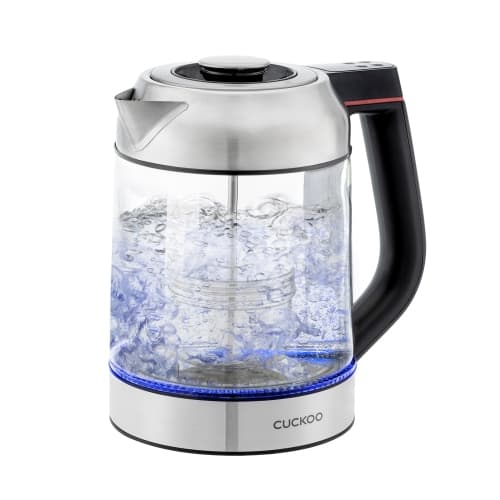 CUCKOO CK-G170BS Electric Glass Kettle with Tea Infuser with 7 Temperature Ranges, 7 LED Lights, 1.7 Liters (Stainless Steel)
