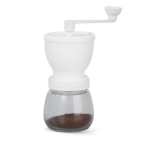Small Manual Coffee Grinder Conical Burr Grinder Portable Manual Grinder Hand Crank Coffee Grinder for Camping Outdoor Kitchen Bar - White