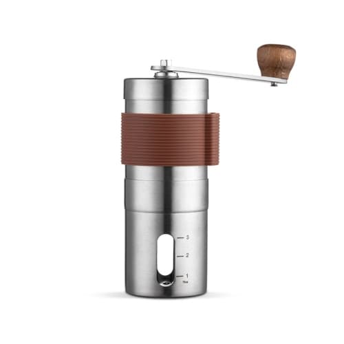 Grinder, professional coffee bean powder grinder, portable household coffee grinder with scale, suitable for camping travel outdoor indoor maroon