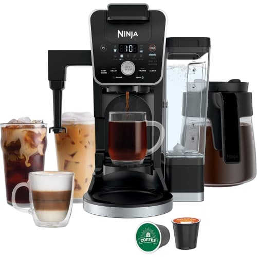 Refurbished (Excellent) - Ninja DualBrew Coffee Maker, 14-Cup Thermal Carafe & Single-Serve, Programmable Brew System, Built-In Milk Frother, for Home & Office, CFP451CO